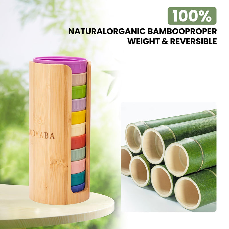 Mason Jar Lid Organizer, Wide Mouth Lid Holder (2pcs, Wide Size) | Mason Jar Lid Storage Made of Bamboo, Stackable Space-Saving Rack, Suitable for Mason/Canning/Bamboo Lids