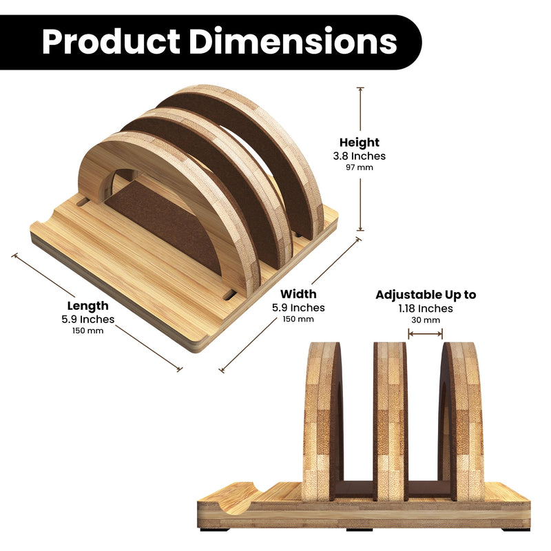 Kothar Premium Wood Vertical Laptop Stand - Adjustable Dual Slot Bamboo Holder for MacBook, Dell, HP, and More | Space-Saving Desktop Organizer | Eco-Friendly, Sleek & Durable Design Natural