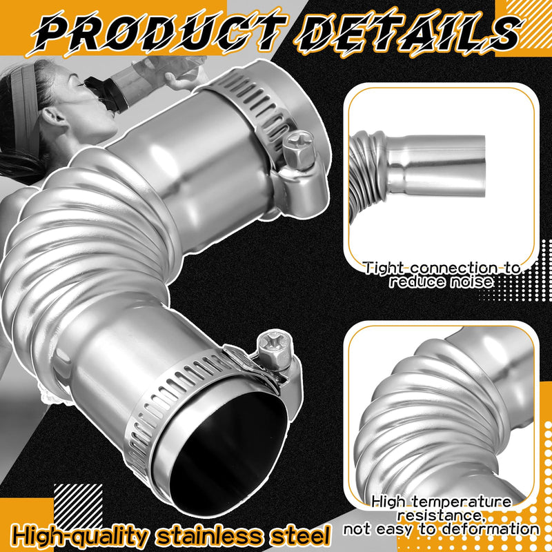 Blulu Thru Hull Skin Diesel Heater Pipe 24mm Tube Pipe Socket Hardware 316 Stainless Steel Tube Elbow Connector with 2 Clamps for Boats Car Truck Diesel Heaters Curved Head