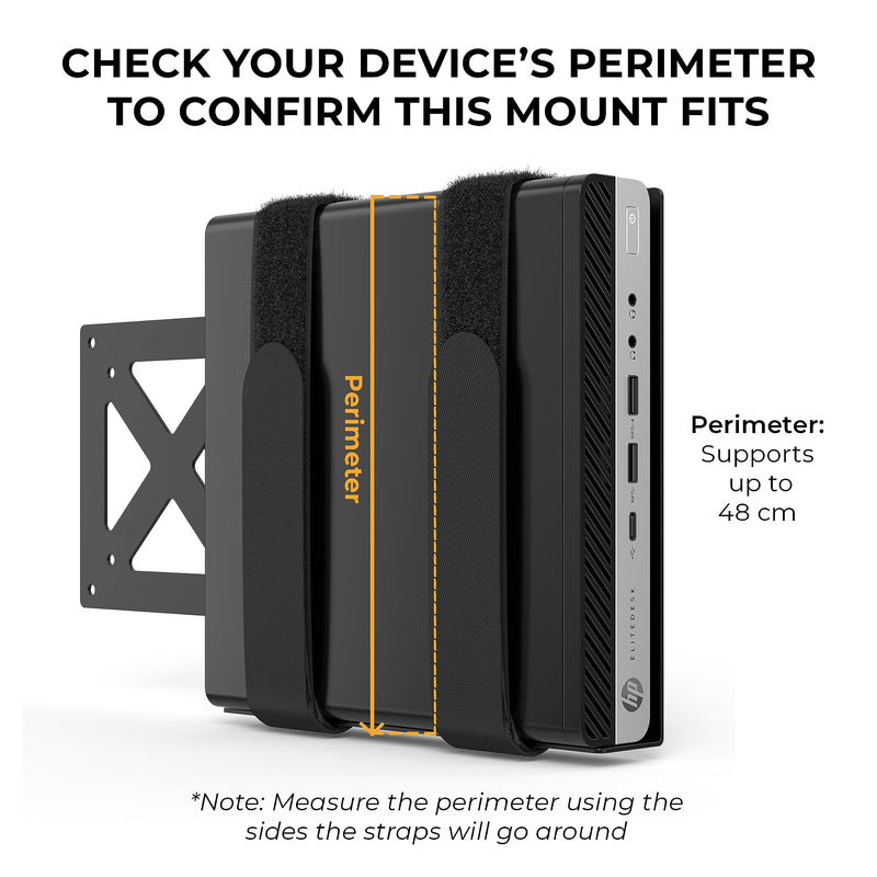 HumanCentric Universal Small Device VESA Mount for VESA Arms, Adjustable Strap Mount for Small Computers and Other Electronic Devices, Mounts On The Back of a Computer Monitor Using VESA Arm