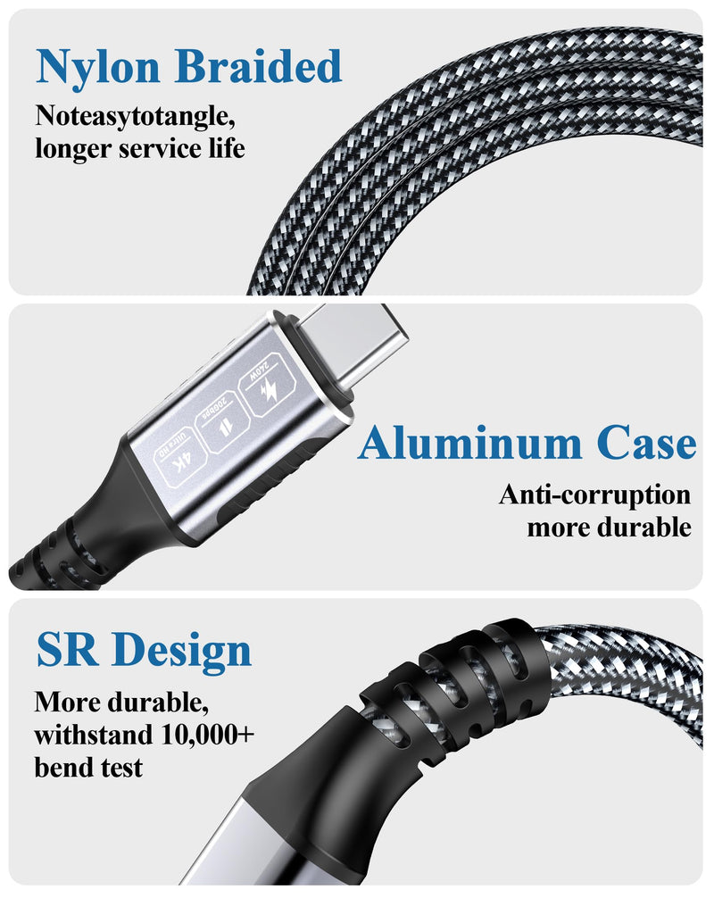 20ft USB-C Cable 240W PD Fast Charging - 20Gbps Data Transfer, 4K@60Hz Video Support, Durable Nylon Braided USB C to USB C Cable for MacBook Pro/Air, iPhone 17/16/15, Samsung Galaxy, PS5, iPad Nylon Braided 20ft 240W