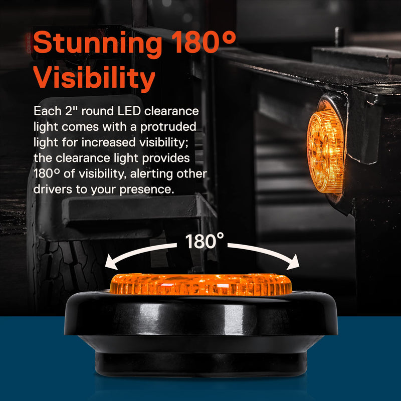 TRUE MODS 4pc 2" 12V Amber + Red Round LED Clearance Side Marker Light Kit [DOT Approved] [Reflector Lens] [Grommet & Plugs] [Flush-Mount] [Waterproof IP67] for Boat Trailer Semi Truck RV Peterbilt 4 Pack