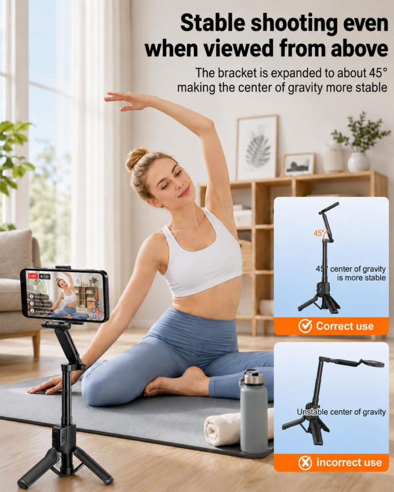 Magnetic Mini Selfie Stick Tripod for iPhone & Android, [MAX 19"] [Pocket 4.5"] 4-in-1 Phone Camera Grip with Rechargeable Shutter Remote for Creator Travel TikTok Vlogging (Up-Black) New Black