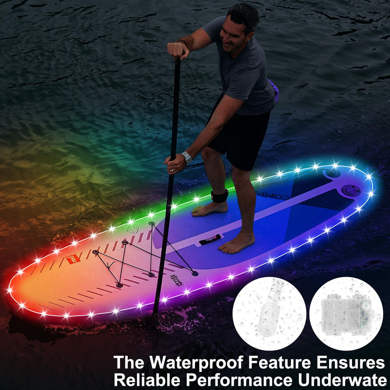 26 Ft Kayak Paddle Board Lights, Battery Operated Led Boat Interior Lights with Remote Control, 16 Light Colors & 7 Modes Waterproof Led Light for Boats Kayak Yacht Pontoon 26ft