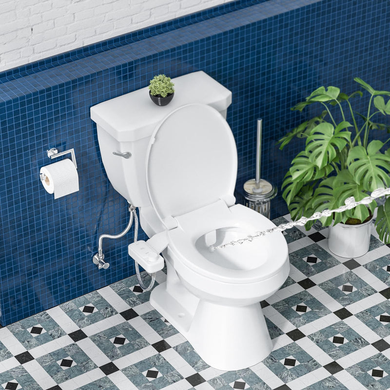 Clirass Ultra-Slim Bidet Attachment, Self-Cleaning Dual Nozzle (Feminine/Posterior Wash), Accessibility-Enhanced Large Buttons, Quick-Release, Non-Electric Fresh Water System with Adjustable Pressure