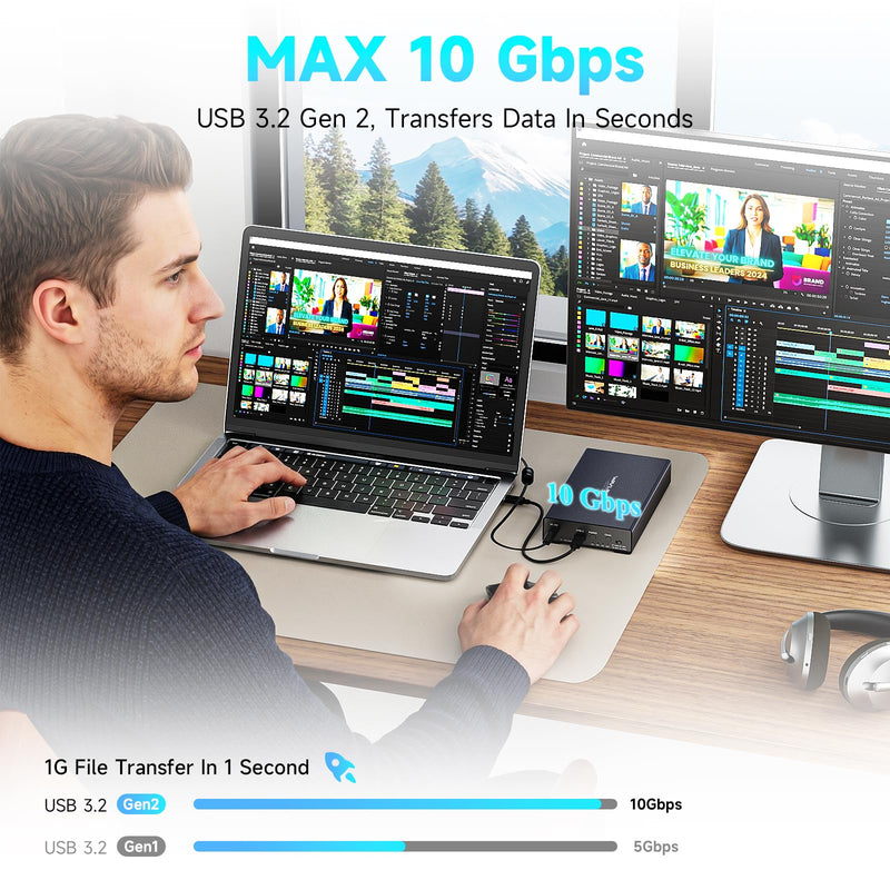 WAVLINK Hard Drive Docking Station NVMe M.2 to SATA 2.5/3.5 SSD/HDD | 10Gbps Lay Flat Docking Station SATA to M.2 NVMe Cloner Tool-Free, Offline Clone Function for Windows Mac Linux