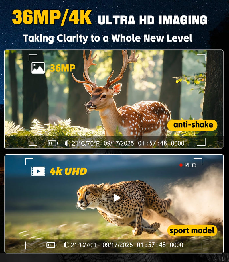 4K Night Vision Binoculars with 350m Rangefinder, 36MP Infrared Goggles for Adults, 500m Viewing in Total Darkness, 32G 4500mAh Battery & 8X Zoom for Hunting, Camping & Security