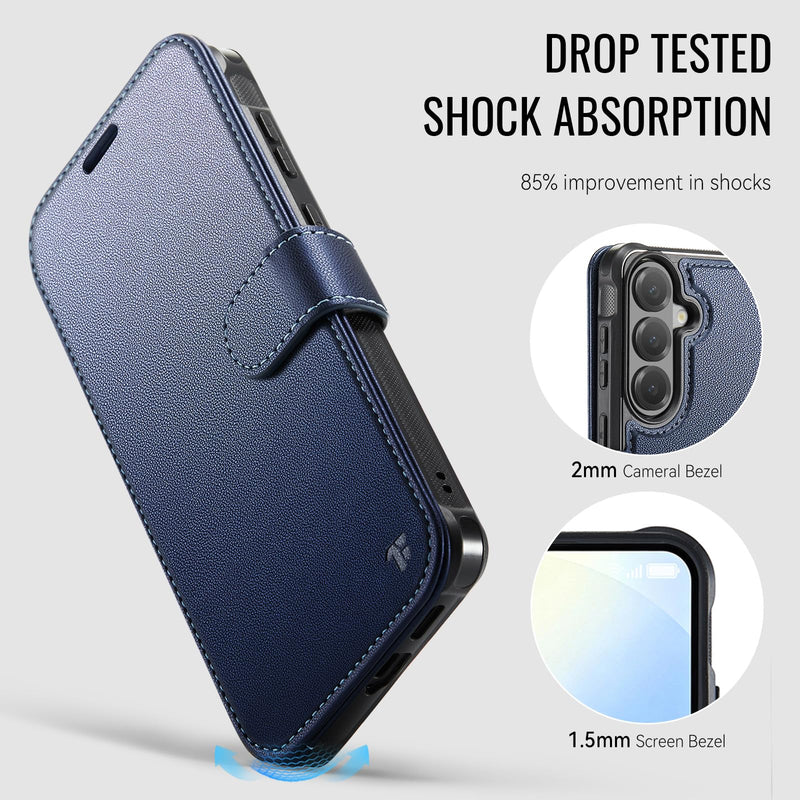 for Samsung Galaxy S26 Wallet Case Compatible with Magsafe | RFID Blocking Card Holder, Magnetic Phone Cover, Wireless Charging, Shockproof, PU Leather, for Men Women, Blue for Galaxy S26 - 6.3'' Luxury Blue