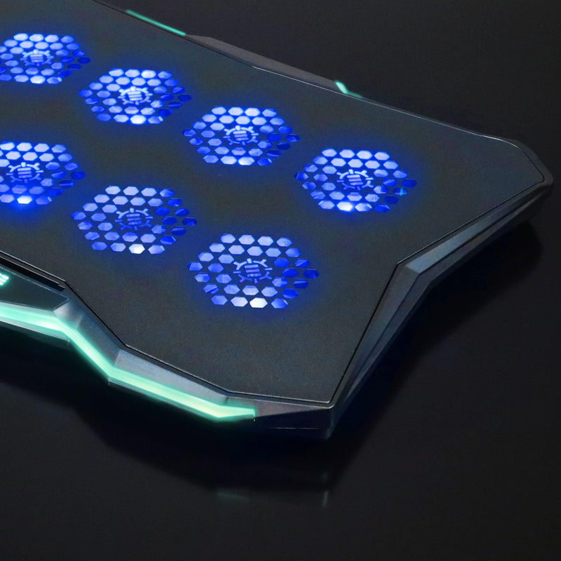 ENHANCE Infiltrate 3 Laptop Cooling Pad with RGB Lights - Gaming Cooler Stand with 8 Ultra-Quiet Fans, 7-Angle Adjustable, Dual USB Hub, Metal Cooling Plate for 13-17.3" Gaming Notebooks