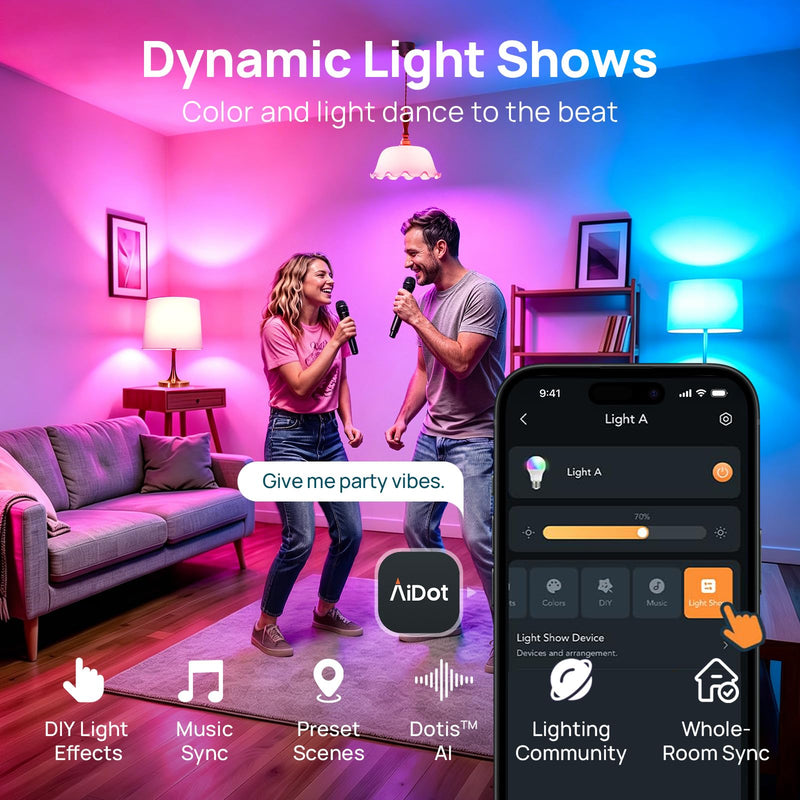 Linkind Smart Light Bulbs, Smart Bulb that Work with Alexa, Google Home, AiDot, LED Light Bulbs Color Changing RGBTW, 104 Preset Scene, Music Sync, Dotis, A19 E26 2.4G WiFi Bluetooth 60W 800LM, 4Pack 4 Count(Pack of 1)