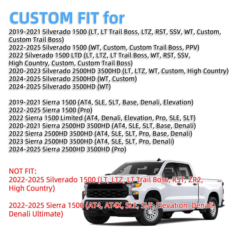 Dash Cover Mat Fit for 2019-2022 2023 2024 2025 Chevy Chevrolet Silverado 1500 2500HD 3500HD, 2019-2023 GMC Sierra 1500 2500HD 3500HD w/o Head Up Display No Speaker Cutout Dash Pad Protector 2019-2025 Silverado/Sierra without HUD