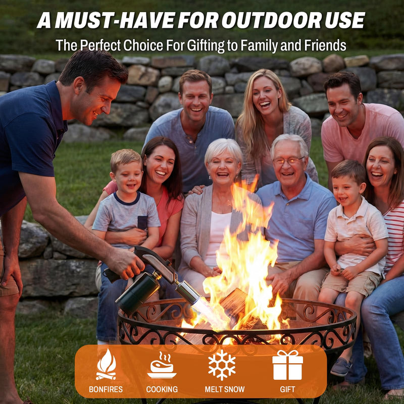 MR. COUNT Propane Torch Gun with Safety Lock, Adjustable Blow Torch Kitchen Cooking Torch for Sous Vide, Steak Searing, BBQ Grill, Charcoal Lighter, Campfire Starter (Propane Tank Not Included) Silver