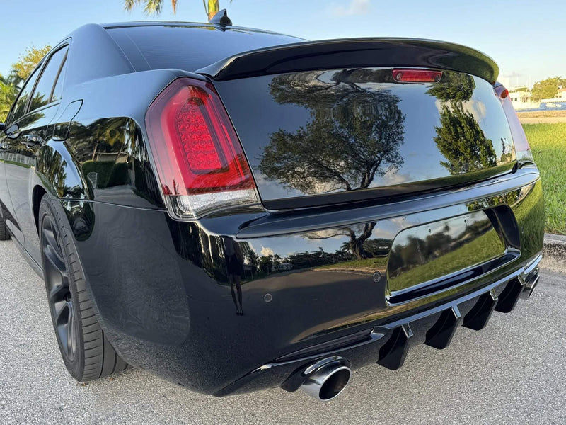 iJDMTOY Dark Smoked Rear Bumper Reflector Lenses Compatible With 2015-2023 Chrysler 300, OE-Spec LH RH Assembly, Replace OEM Red Reflex