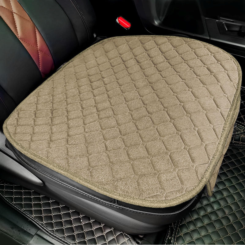 surpassme 2pc Comfortable Car Seat Covers Universal Front Seat Covers for Car Accessories with Storage Pockets, Padded Car Interior Covers for Automotive, SUV, Truck, and Van(Khaki) 2 Front Seat Covers Khaki