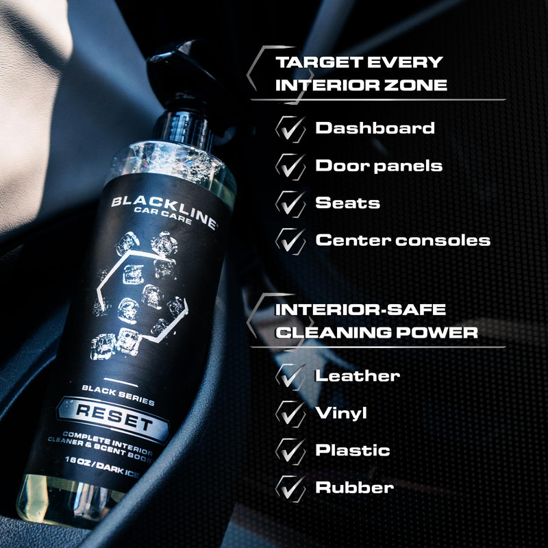 Blackline Luxury Scented Leather Interior Car Cleaner Reset Deep Cleans & Deodorizes All Surfaces, pH-Neutral High-Foam Formula, Long-Lasting Premium Fragrance and Deodorization for Car Dark Ice 16 Fl Oz (Pack of 1)