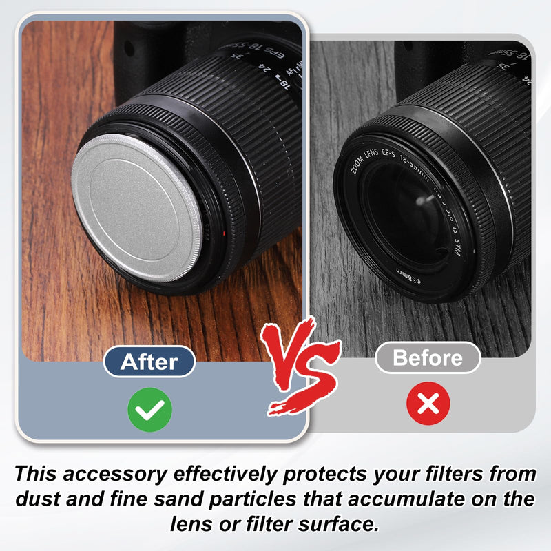 40.5mm Camera Lens Cap Aluminum Alloy Metal Front Lens Cover | Screw Mount, for Fujifilm DSLR Mirrorless Camera, Silver 40.5mm