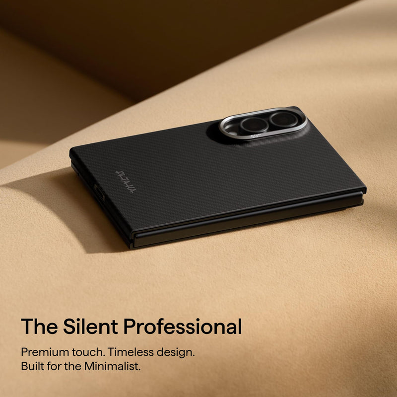 pitaka for Z Fold 8 Case, Caseless Feeling, Aramid Woven, Black/Grey(Twill) | Barely There Feel, Aramid Fiber Woven, Slim & Light, Silky Texture, Compatible with MagSafe, for Business and Everyday Use Black/Grey(Twill) Galaxy Z Fold8