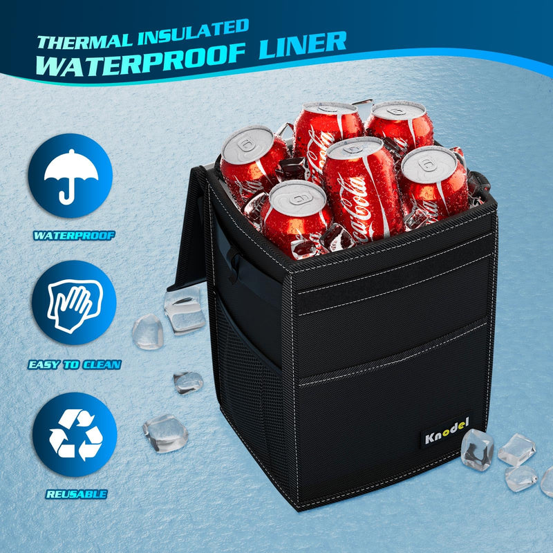 K KNODEL 2 Gallon Black Leak-Proof Waterproof Car Trash Can with Lid Medium