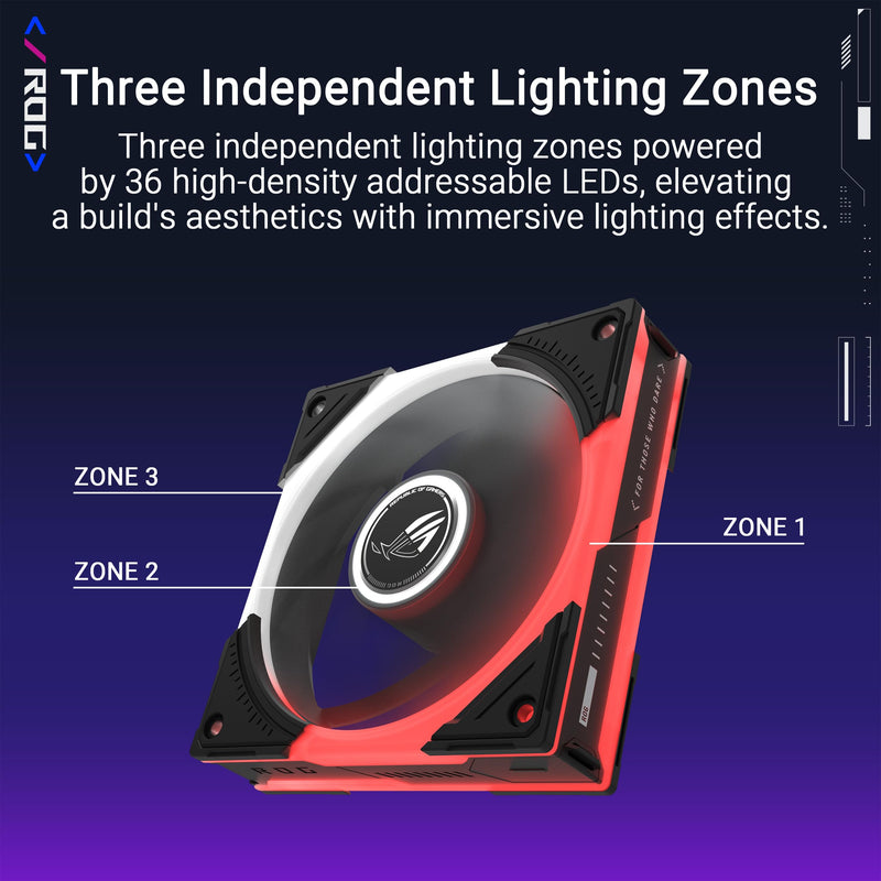 ASUS ROG Eurux GR120 ARGB Reverse PWM Fan Single Pack 120mm PWM, 2200RPM, Patented Daisy-Chain, Custom Lighting Effects