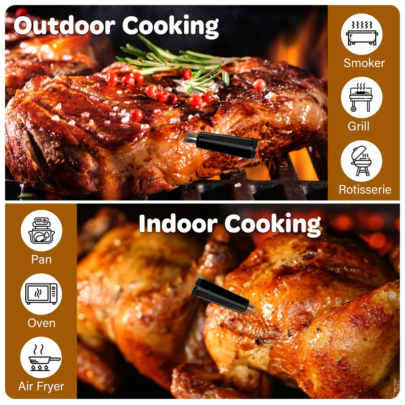  [AUSTRALIA] - Real-Time Alerts Wireless Meat Thermometer - Smart Bluetooth Meat Probe for Grill, BBQ, Oven, Smoker - Long Range Bluetooth, Accuracy Temp, Dishwasher Clean, Waterproof - Perfect for BBQ Lovers 1