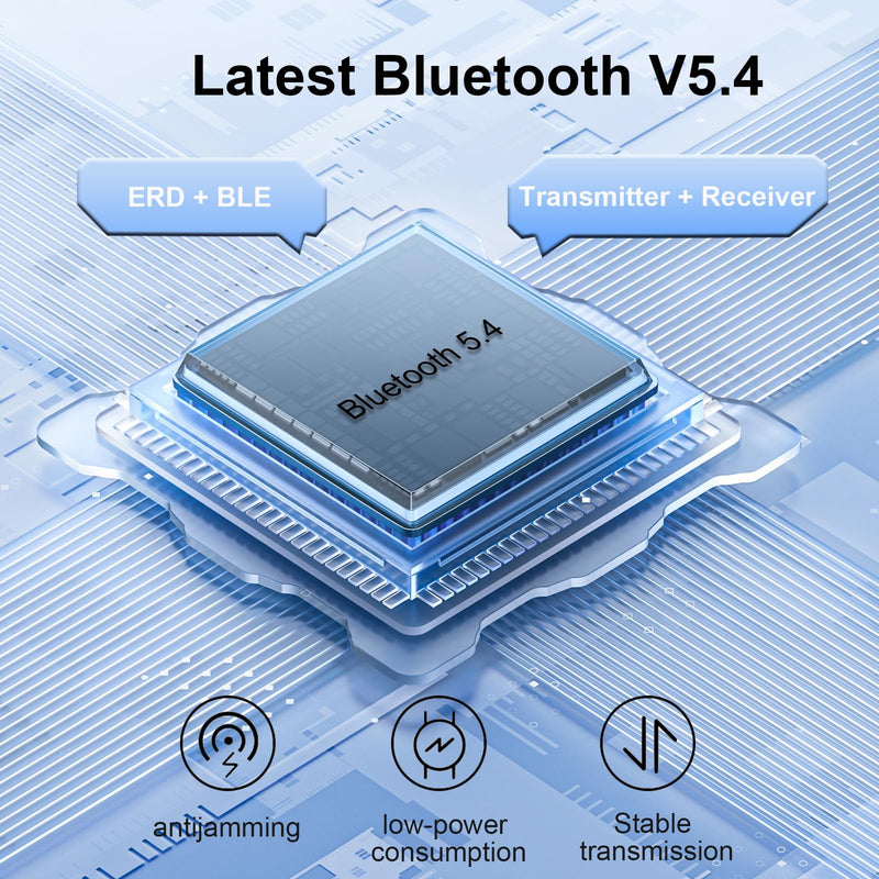 Bluetooth 5.4 Adapter, USB Bluetooth Dongle Receiver for PC, Plug and Play for Windows 8.1/10/11, Connect up to 7 Devices, Supports Wireless Keyboard, Mouse, Headphones, Speaker, Game Console, etc