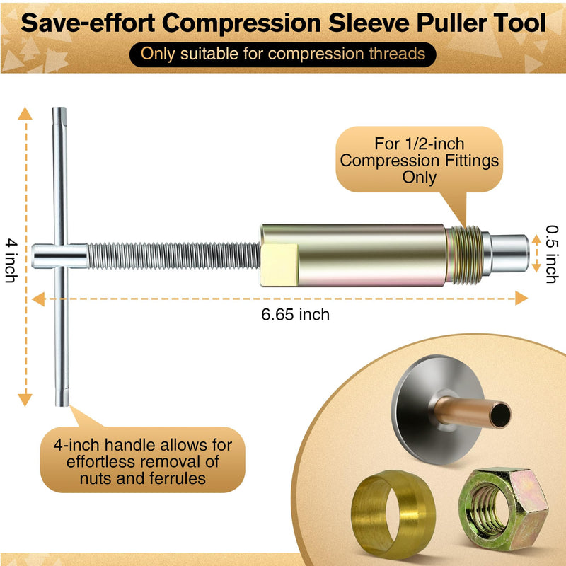 Feekoon 3 in 1 Plumbing Tools Angle Stop Wrench Kit with Compression Sleeve Puller Tool, Plumber Wrench Kit for Install Angle Stop & Nut, Compression Ring Removal Tool for Remove Nut & Ferrule