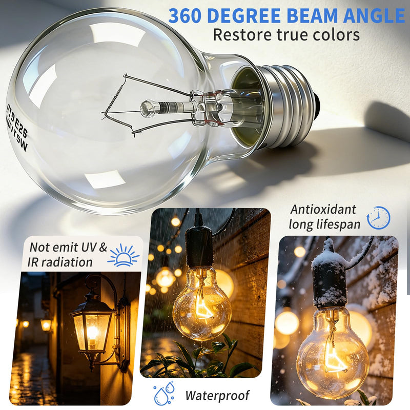 75-Watt Incandescent Light Bulbs Dimmable A19 Clear Bulb E26 Medium Base Soft White Suitable for Patio porches garages and Warehouses Light Bulb Replacement and Repair (8PCS) 8 PCS