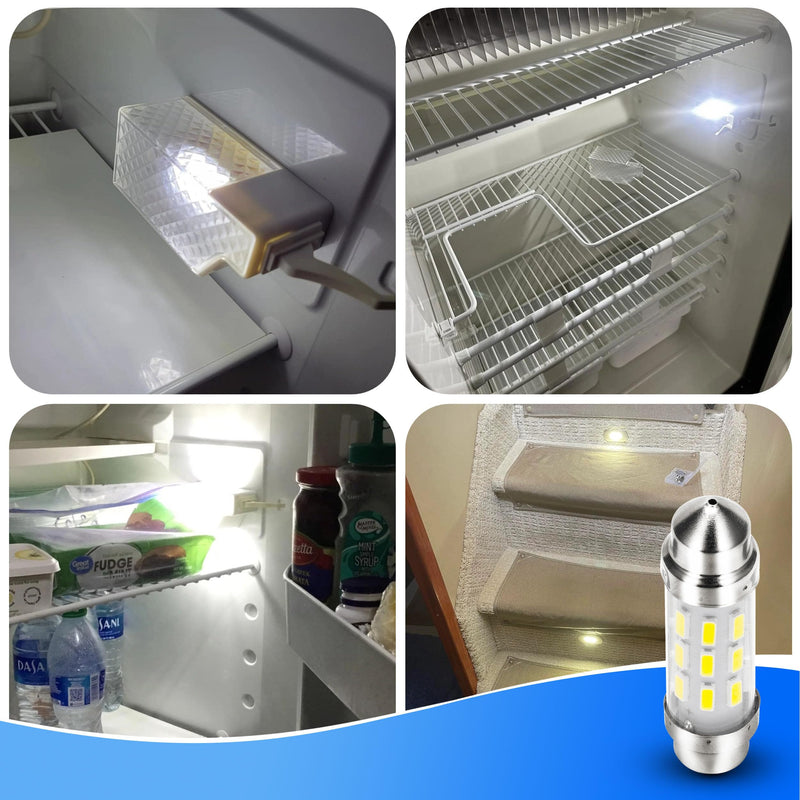 41mm/1.6" 214-2 RV Refrigerator Light Bulb DC 12V Super White Replacement LED Festoon Bulbs for Trailer Camper Motorhome Concession Stands Food Trucks RV Fridge Refrigerator Interior Light Bulb,2 Pack 6000K Daylight White