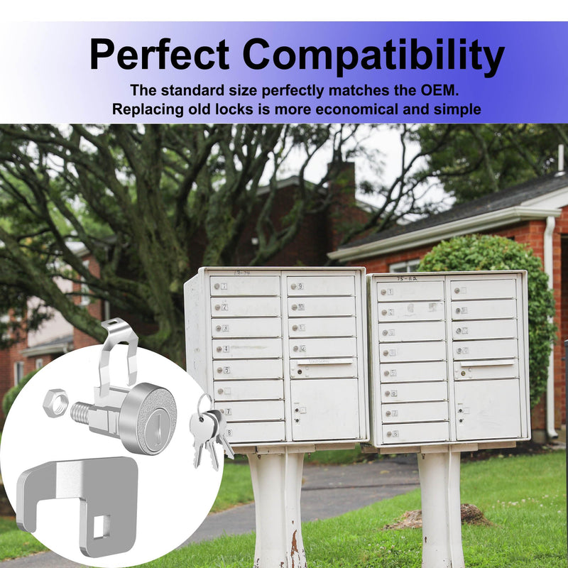 3 Pack Mailbox Locks with Keys Replacement,Mail Box Lock Heavy-Duty Hook Cam C7120 for C9100/C9200 L1172C National USPS Mailbox Lock Replacement, Nickel Finish 3 Pcs Key Different Silver