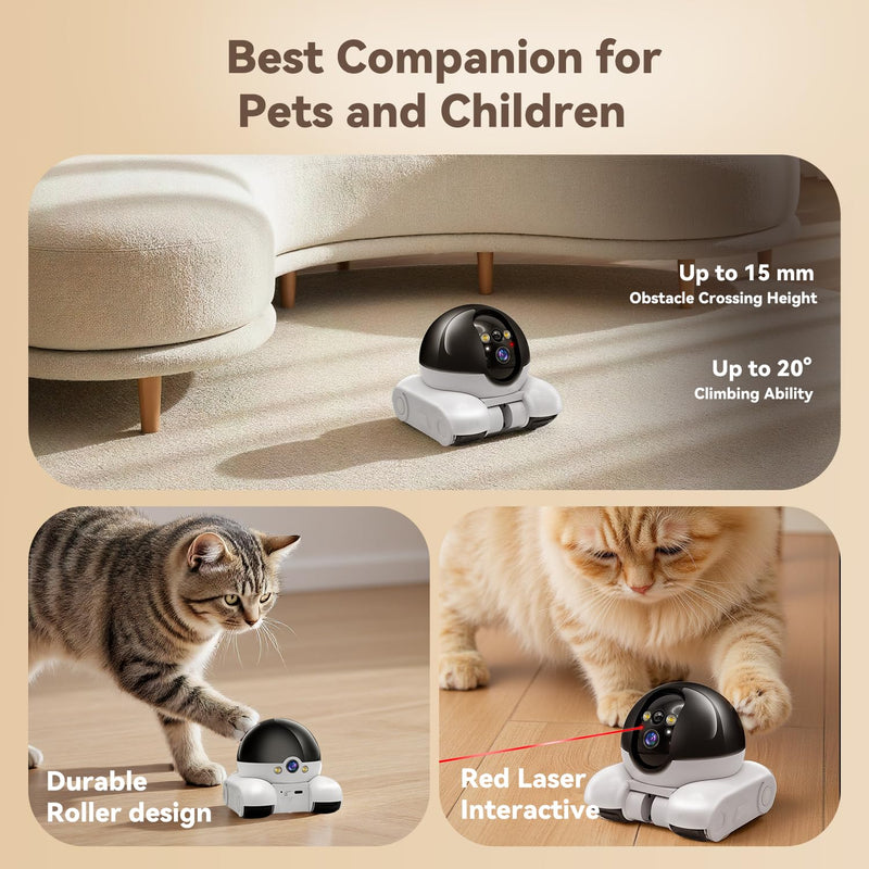 DreamBee Security Indoor Camera 1080P Dual Lens,Robot Camera on Wheels Movable with 2-Way Talk,Distance Bot with Night Vision,Blinky Bot App Control for Home Security/Cats/Dogs/Baby/Elderly