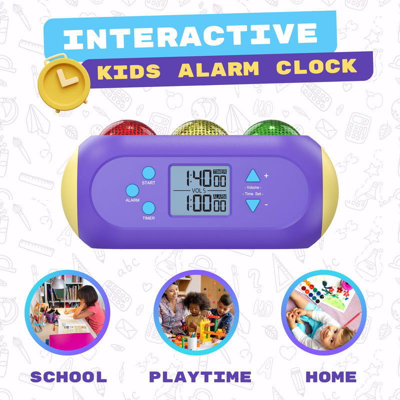 Visual Classroom Timer for Kids & Teachers w/Visual and Audible Alarms - Light Timer Green(GO) Orange(Alarm) Red(Stop) for Lessons Exam Quiz Break Time Tracking Kids