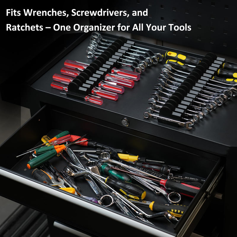 48pcs Magnetic Modular Screwdriver Organizer and Wrench Organizer for Tool Drawer and tool box. Modular & Expandable Screwdriver Holder with magnet, gift for brother and father. 48
