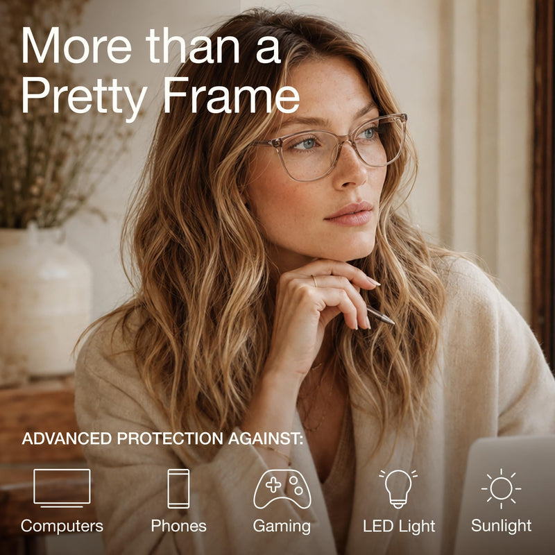 Blue Light Blocking Glasses for Women with Case, Anti Eyestrain UV Glare Computer, Gaming & Phone Eyeglasses Coffee Brown