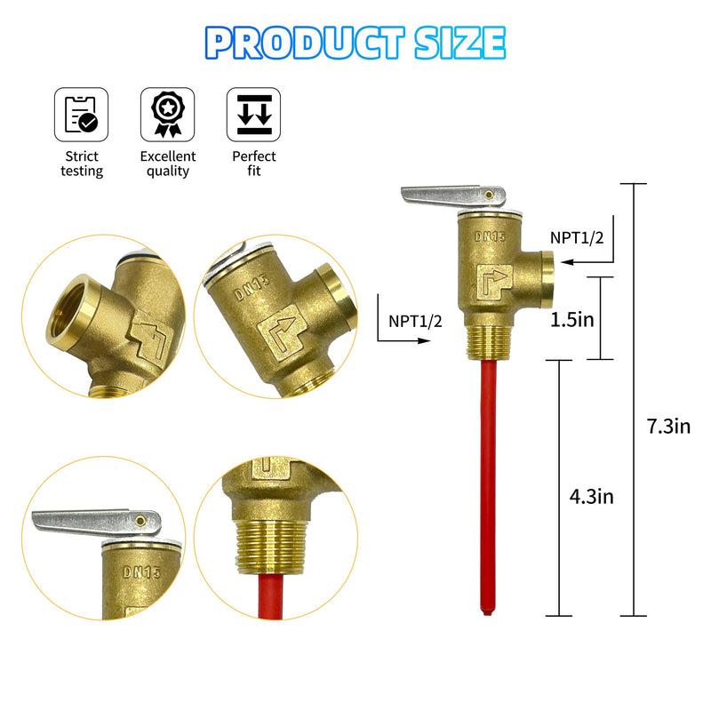 Upgraded 91604 Atwood 1/2" 150PSI 210°F Temperature and Pressure Relief Valve Replace Camco 10423 for GC6AA GC10A G6A GC10A GCH6A EHM4/6/11/20 G9/G16/GE9/GE16/GEH9/GEH Series
