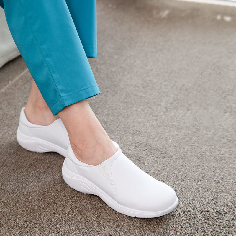 Hawkwell Women's Slip On Lightweight Slip Resistant Comfort Nursing Shoes 7 White/Casey