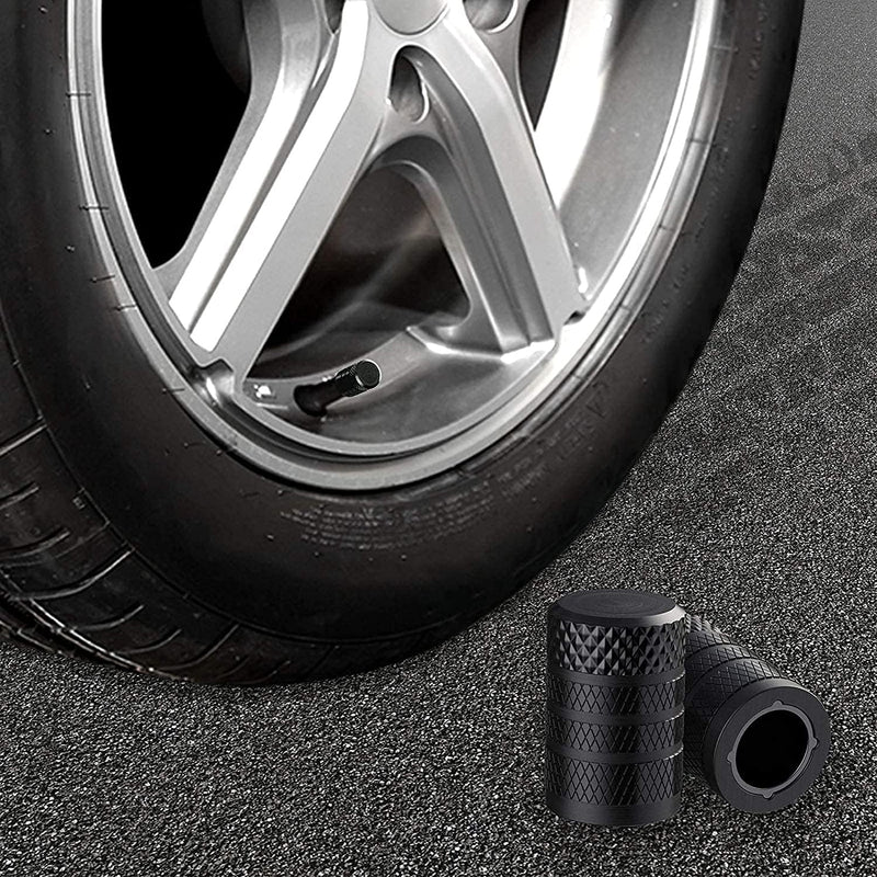CKAuto Tire Valve Stem Caps, Black, 10 pcs/Pack, Anodized Aluminum Tire Cap Set, Corrosion Resistant, Universal Stem Covers for Cars Trucks Motorcycles SUVs and Bikes