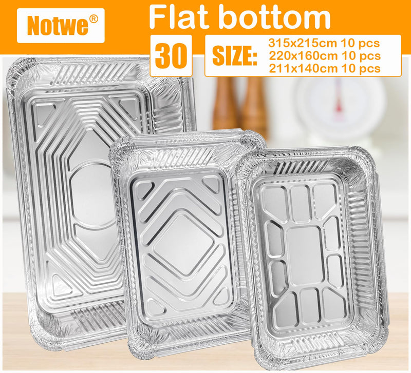 Notwoe® 40 Pack Disposable Aluminum Pans with Lids, 12x8 and 8x6 Square 8x5 6.9x4.3 Square Combo Set, Disposable Baking and Cake Pan. (40 Pack w/Lids) 40 Pack w/Lids