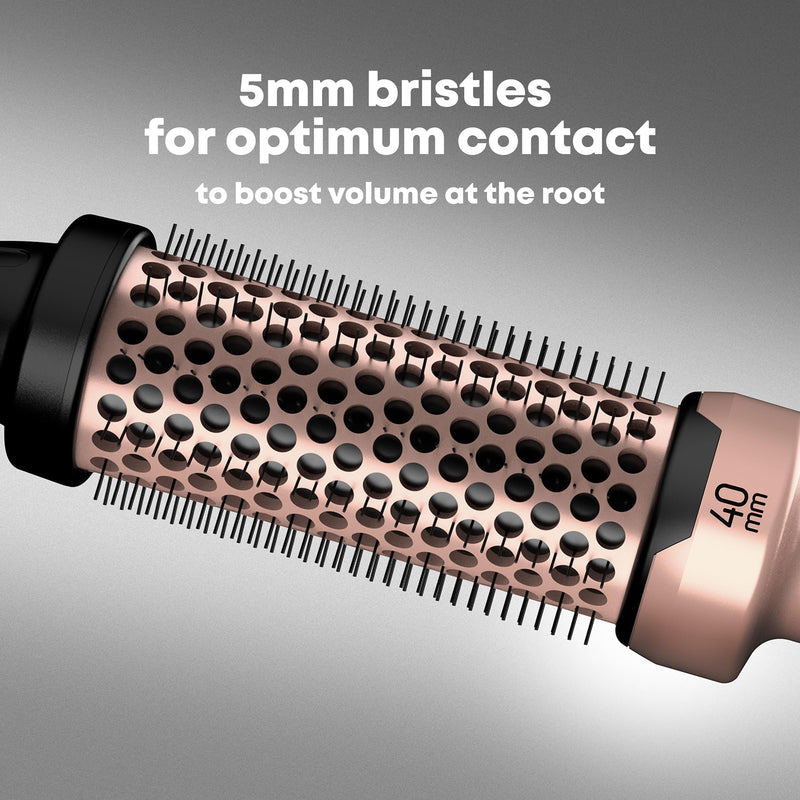 REVAMP Ceramic Hot Brush Styler - Ionic, Fast Heat, Gold Edition, 40 mm | Round Barrel Heated Curling Brush, Volumising, Thermal Styling, Blowout, Waves & Bouncy Curls