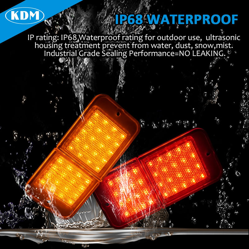 KDM LED Bumper Side Marker Reflectors Lights,Fit for 1968-1972 Chevy GMC C10 C20 C30 K10 K20 K30 C1500 C2500 C3500 K1500 K2500 K3500 Blazer,Front & Rear Side Marker Lights,Amber & Red Lens 4Pack Amber & Red Len