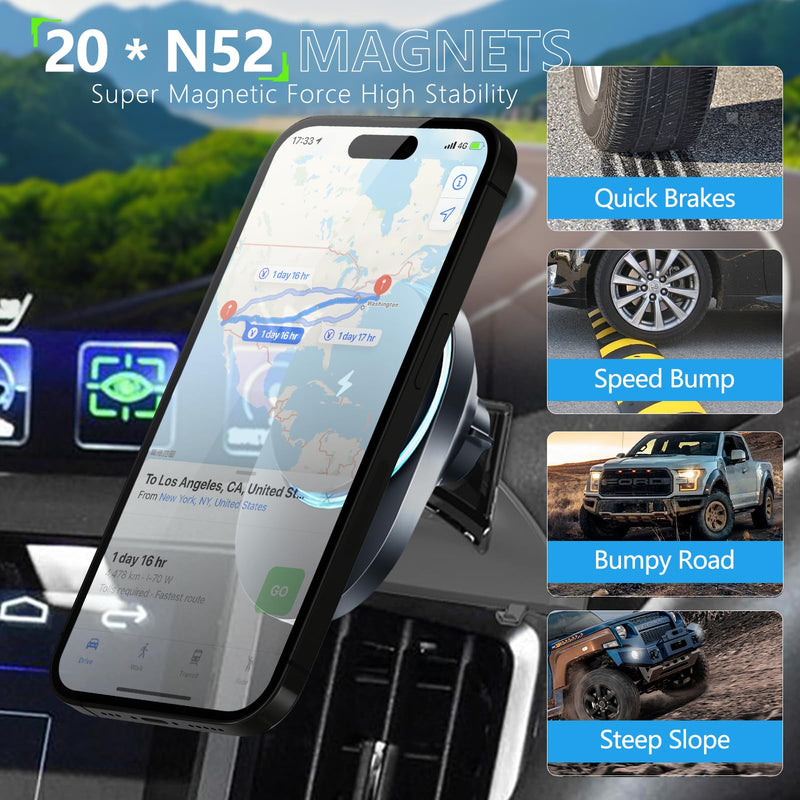 CLEC for Subaru Forester 2026-2019 Magnetic Wireless Car Charger Phone Holder Mount Custom Fit for Subaru Forester 2019-2025 15W Fast Charging Car Phone Holder Wireless Charger
