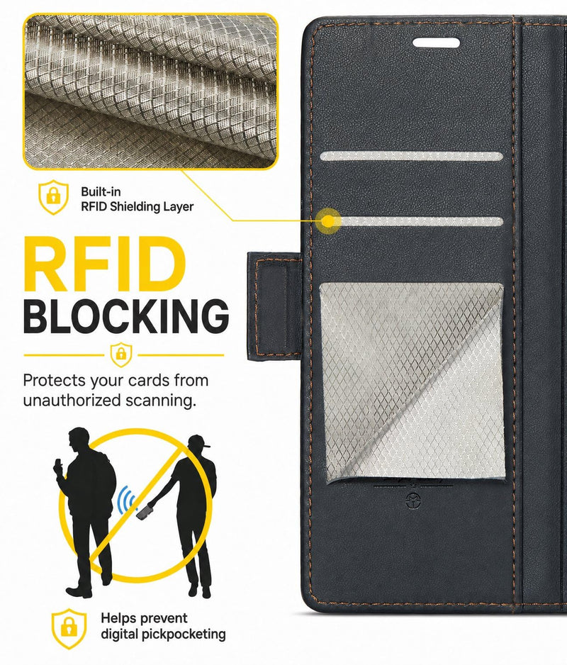 for Samsung Galaxy S26 Wallet Case with Card Holder, [2 in 1] PU Leather Flip Folio Case, RFID Blocking Credit Slots Kickstand Shockproof Phone Cover for Women Men, Black for S26 (6.3")