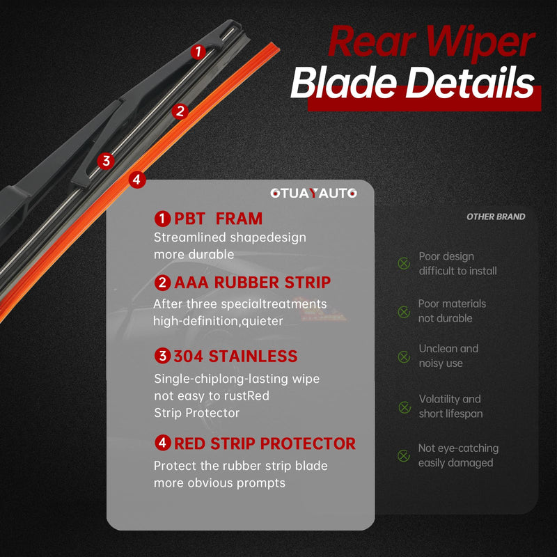 OTUAYAUTO Rear Windshield Wiper Arm Blade Set - Replacement for Mazda CX-5 CX5 2013-2023 - Factory Style Back Wiper Cover Accessories Assembly for Rear Window Rear Wiper Arm and Blade Replacement for Mazda CX5 2013-2023