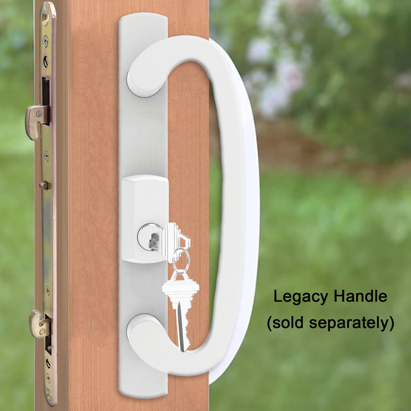 2 Point Sliding Patio Glass Door Mortise Lock with 11-3/4" Faceplate, Dual Point Hooks with Anti-Slam Pin, 45° Keyway, A/B Position, 3-15/16" Handle H.C. (Sold Separately), Non-Handed 2 Point Mortise Latch