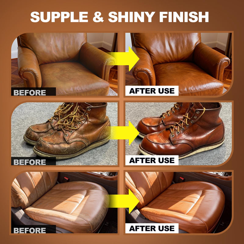 Leather Cleaner and Conditioner for Couch: Complete 2-Step Care Set for Car Interior Furniture Sofa Shoes Bags & Jackets