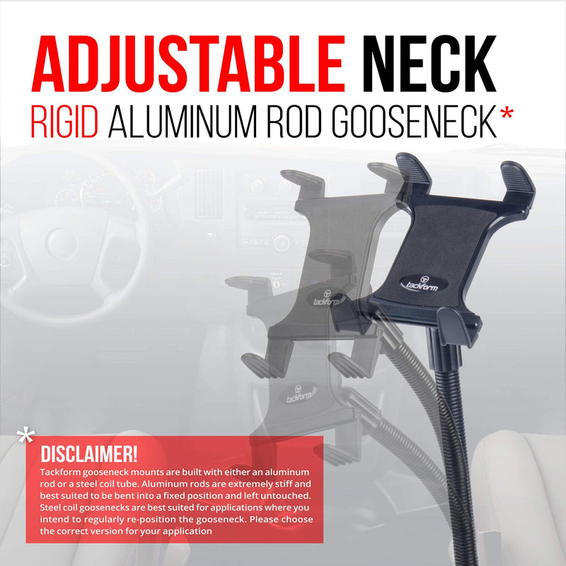 Tackform Tablet Mount for Car and Truck [ELD Mount] Industrial 22 Inch Aluminum Rod Gooseneck Seat Rail Holder for Taxi, Van, Vehicle, Semi, etc. Compatible with iPad, Galaxy, Surface and More.