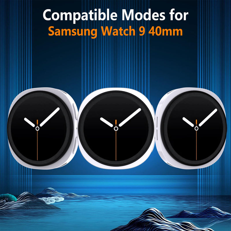[5+5 Pack] for Samsung Galaxy Watch 9/8 40mm Case, Shockproof Hard PC Bumper+HD Anti-Fog Tempered Glass Protective Film,Waterproof Face Cover Set for Galaxy Watch 9 40mm Accessories. Samsung Galaxy Watch 9 40mm