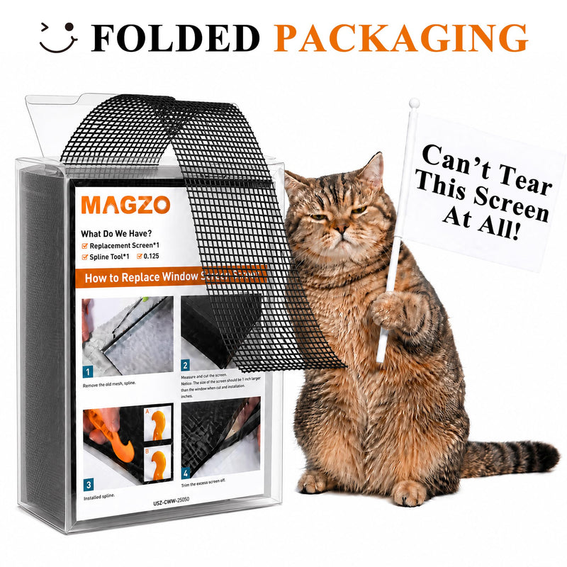 MAGZO Pet Proof Window&Door Screen Replacement Kit, 48" W x 99" L, Best Vinyl Coated Polyester Mesh Dog Cat Resistant Heavy Duty, 32FT Retainer Spline&Spline Removal Hook&Press-Fit Roller Tool, Black 48"W x 99"L(with Tool) Black(Include Tool)