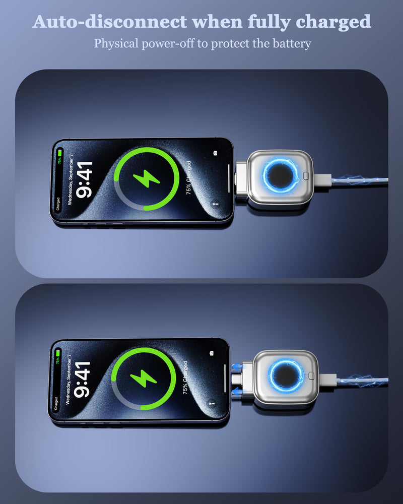 Smart Auto Stop Charging Adapter : Supports Up to PD 140W Fast Charger with Physical Cut-Off, Auto Power-Off Timer for Phone, Tablet & All Type-C Devices, Prevents Overcharging,Extends Battery Life