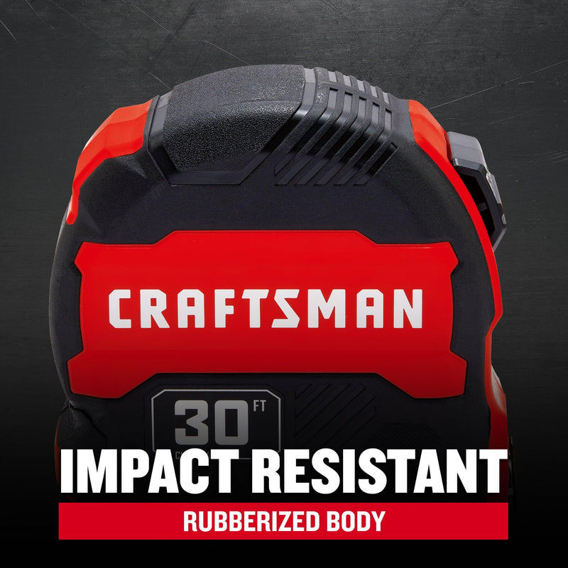 CRAFTSMAN 30-ft Tape Measure with Fraction Markings, Retractable (CMHT37445S) (Pack of 1)