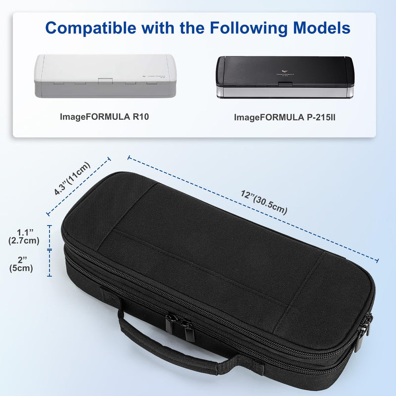 CURMIO Portable Document Scanner Storage Case for Home and Business Trips | Compatible with Canon ImageFORMULA R10/ImageFORMULA P-215II Mobile Document Scanner, Double Layer, Protective, Compact Size